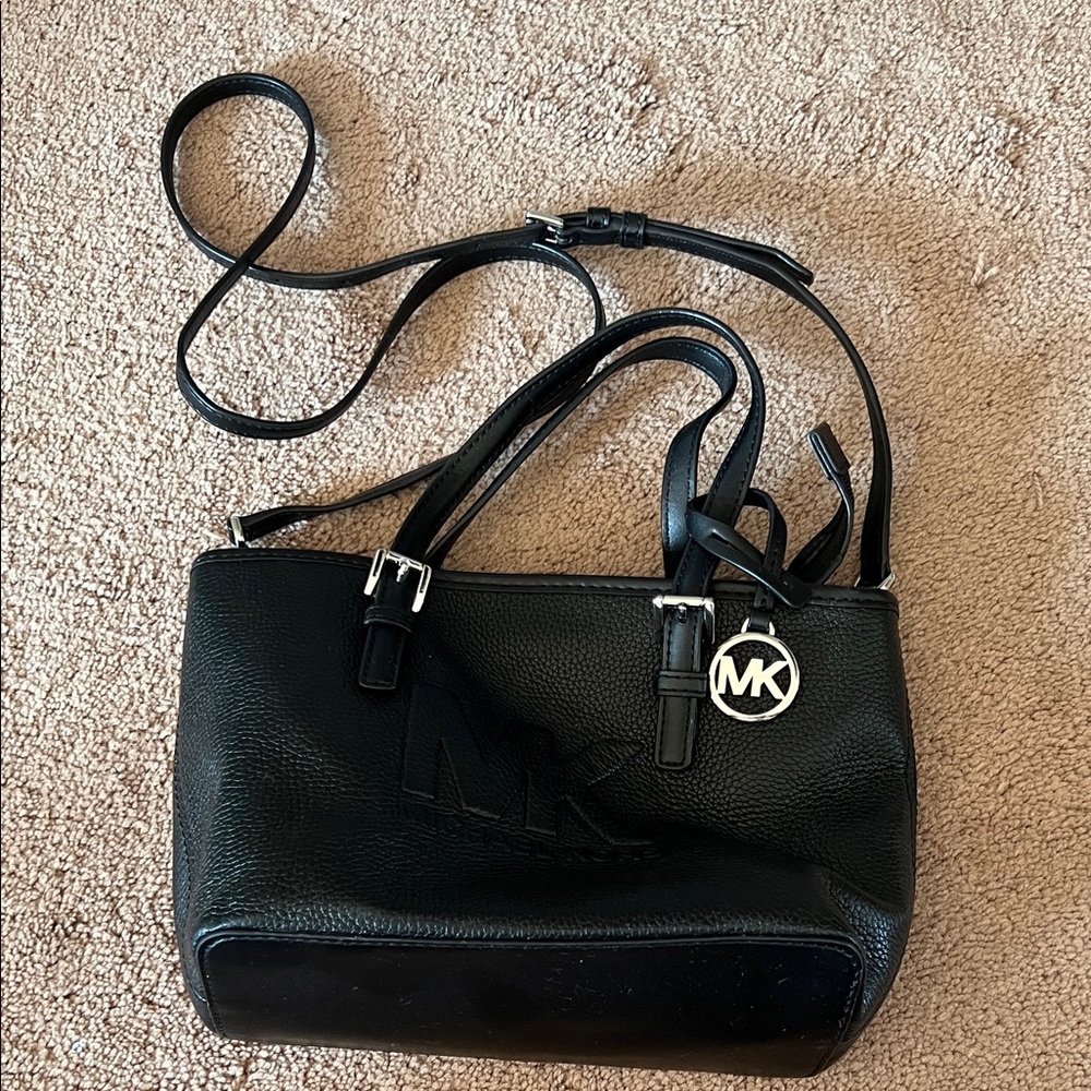 Michael Kors Jet Set Travel Black Leather Tote